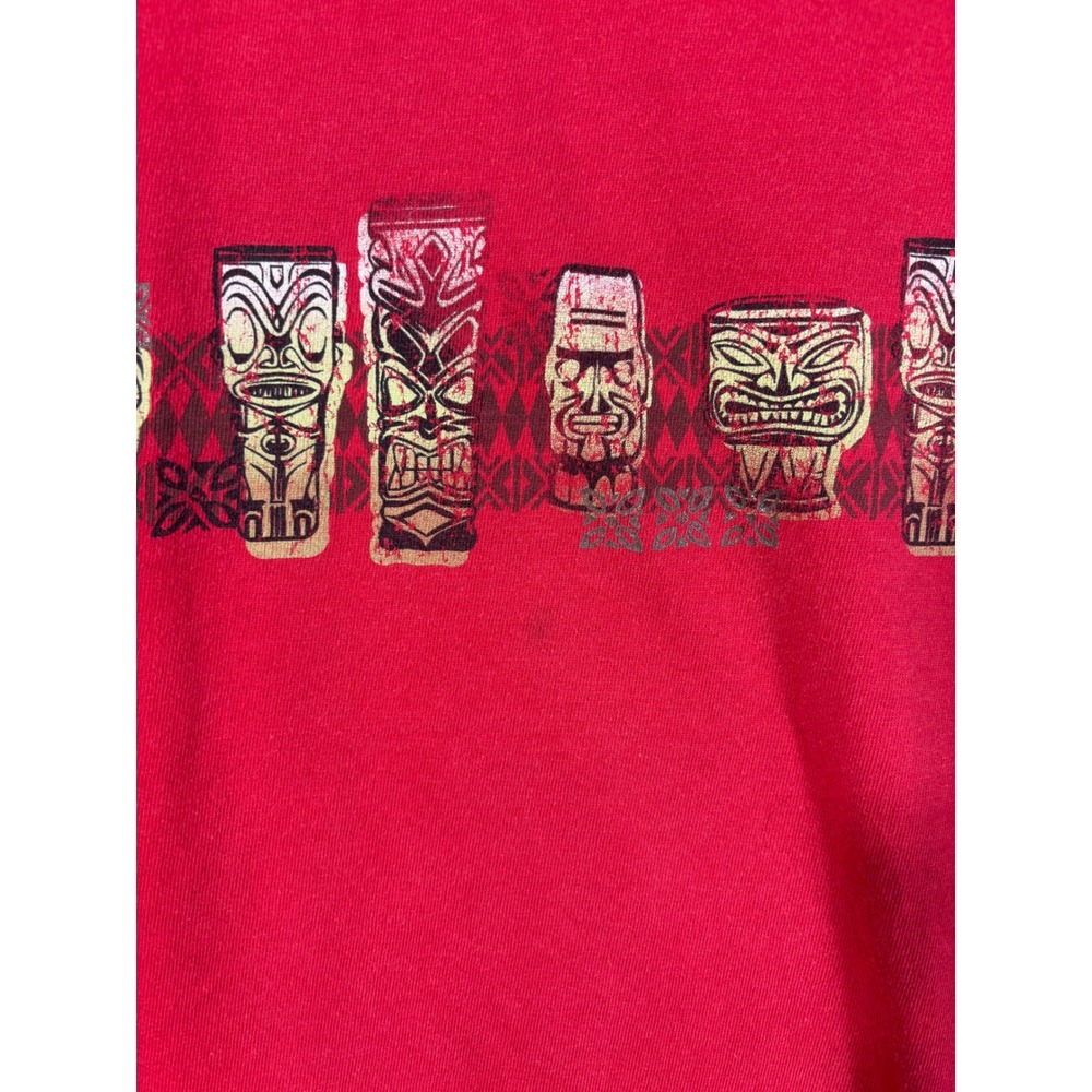 Casual Skater Tropical Tiki Surf Graphic Speedo T-Shirt Mens Large Red - Picture 7 of 7